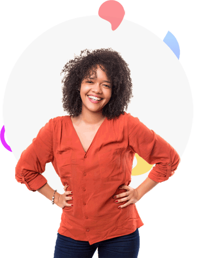 girl wearing orange top standing